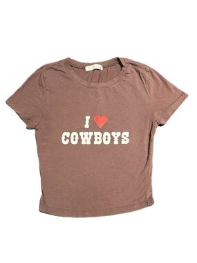 Pseudio Active Basic Brown "I ♥ Cowboys" Graphic Tee Size Small